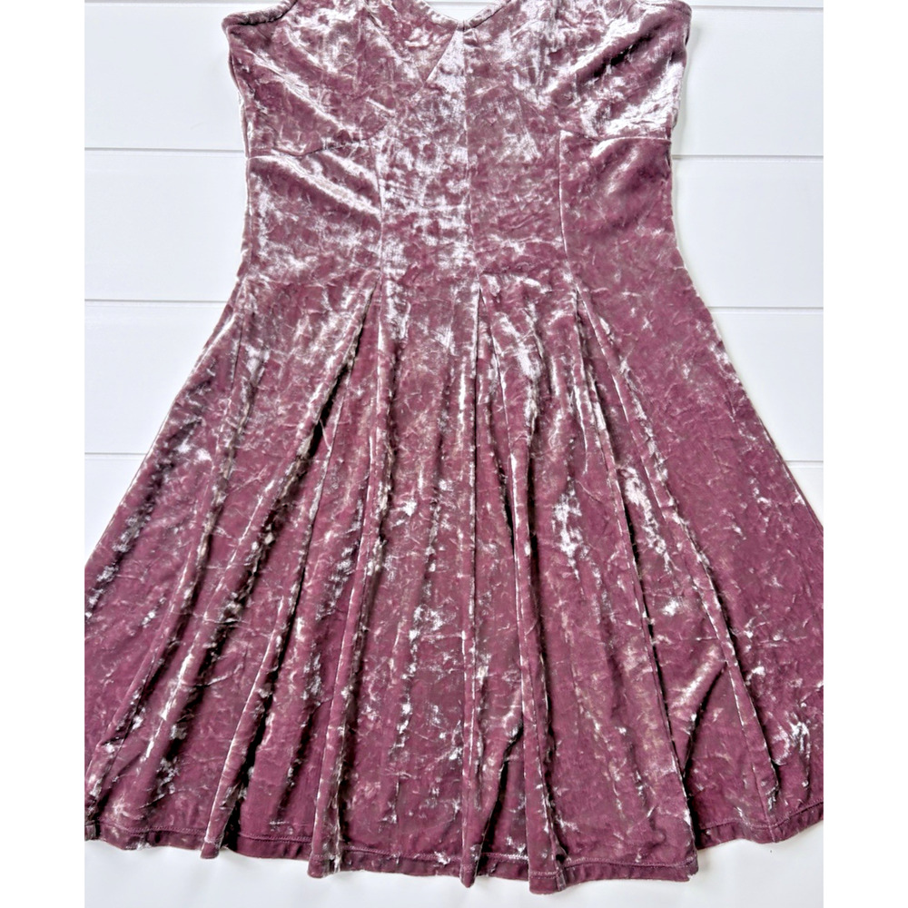American Eagle Crushed Velvet Mini Dress Strappy Back Mauve Pink Fairy Skater XS - Picture 4 of 12